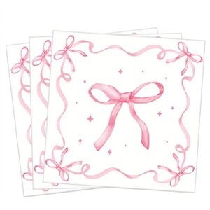 Pink Ribbon Bow Luncheon Party Napkins, 20-ct